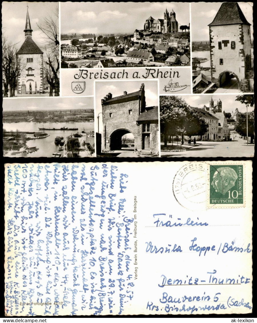 Breisach (Rhein) Mehrbildkarte Mit 6 Ortsansichten U.a. Hauptstraße 1957 - Breisach