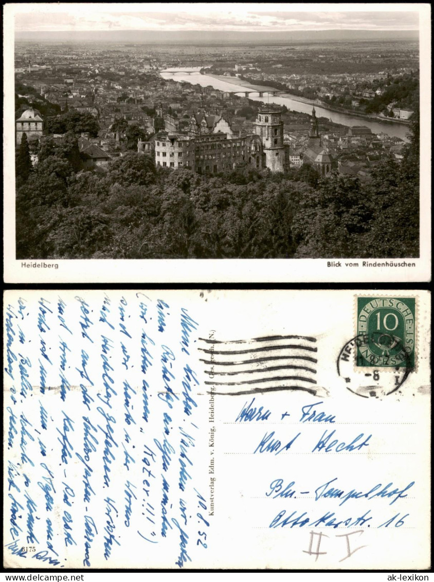 Heidelberg Panorama-Ansicht Weitblick Schloss U. Neckar Brücken 1952 - Heidelberg