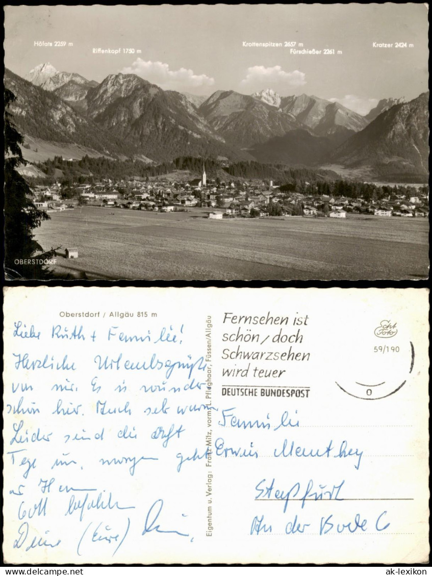 Ansichtskarte Oberstdorf (Allgäu) Stadt, Beschreibung Der Berge 1966 - Oberstdorf