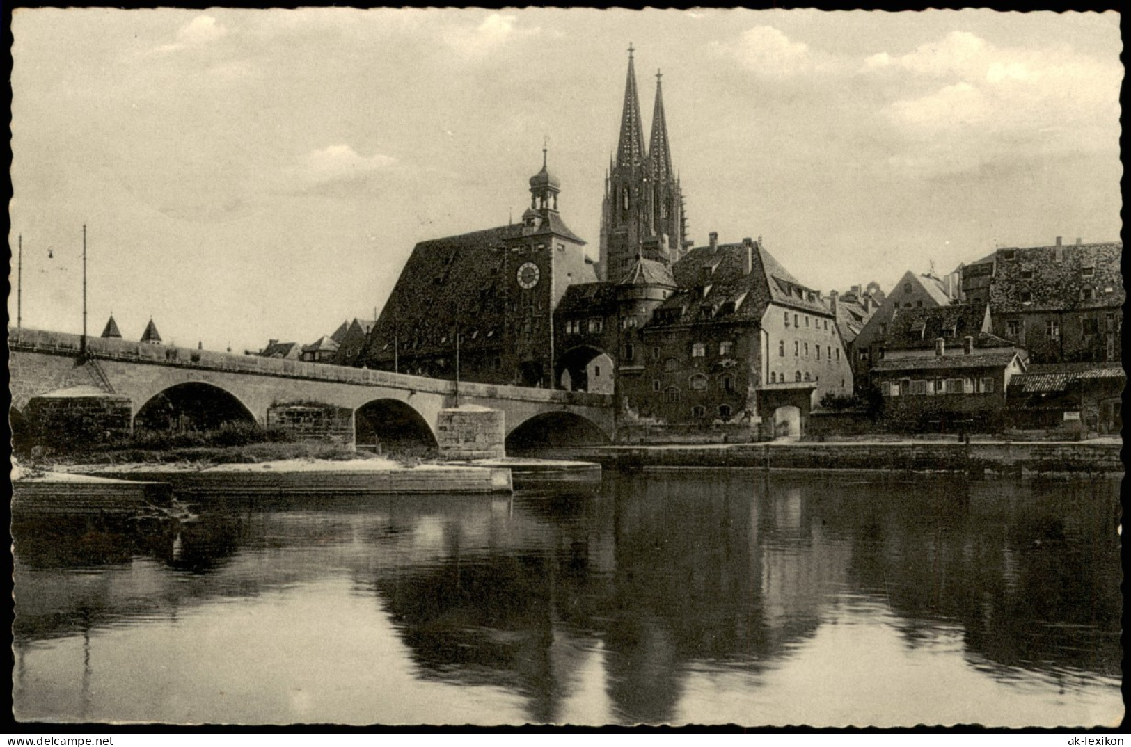 Ansichtskarte Regensburg Dom Und Donau Brücke 1957 - Regensburg