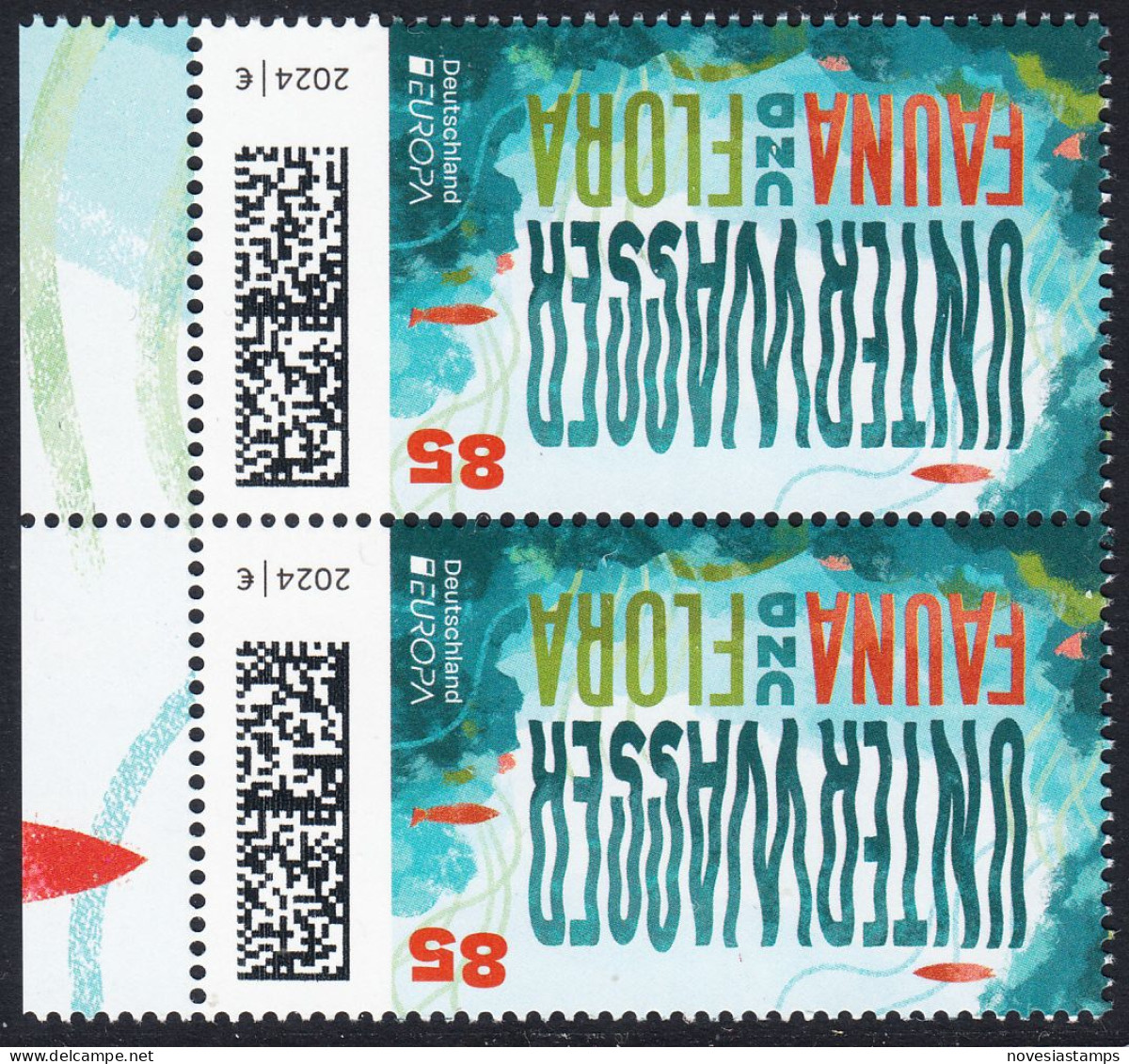 !a! GERMANY 2024 Mi. 3828 MNH Vert.PAIR W/ Left Margins (b) - Europe: Underwater Fauna & Flora - Ongebruikt