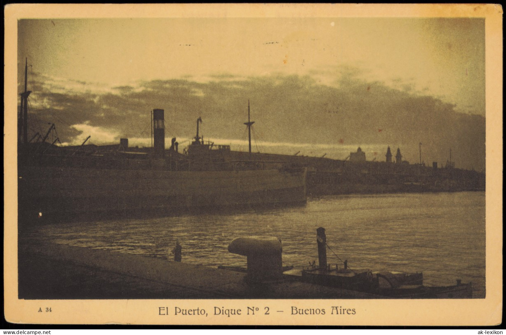 Postcard Buenos Aires El Puerto, Dique Nº 2 Hafen - Stimmungsbild 1929 - Argentinien