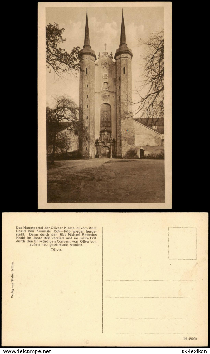 Postcard Oliva-Danzig Oliva Gdańsk/Gduńsk Klosterkirche 1922 - Danzig