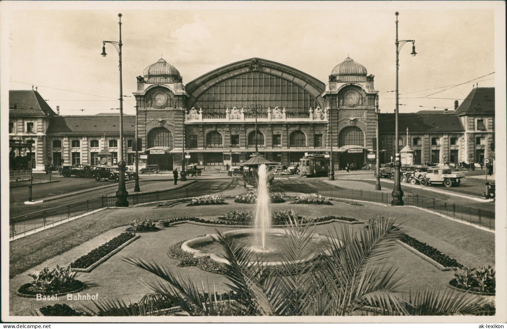 Ansichtskarte Basel Bahnhof, Autos 1940 - Sonstige & Ohne Zuordnung