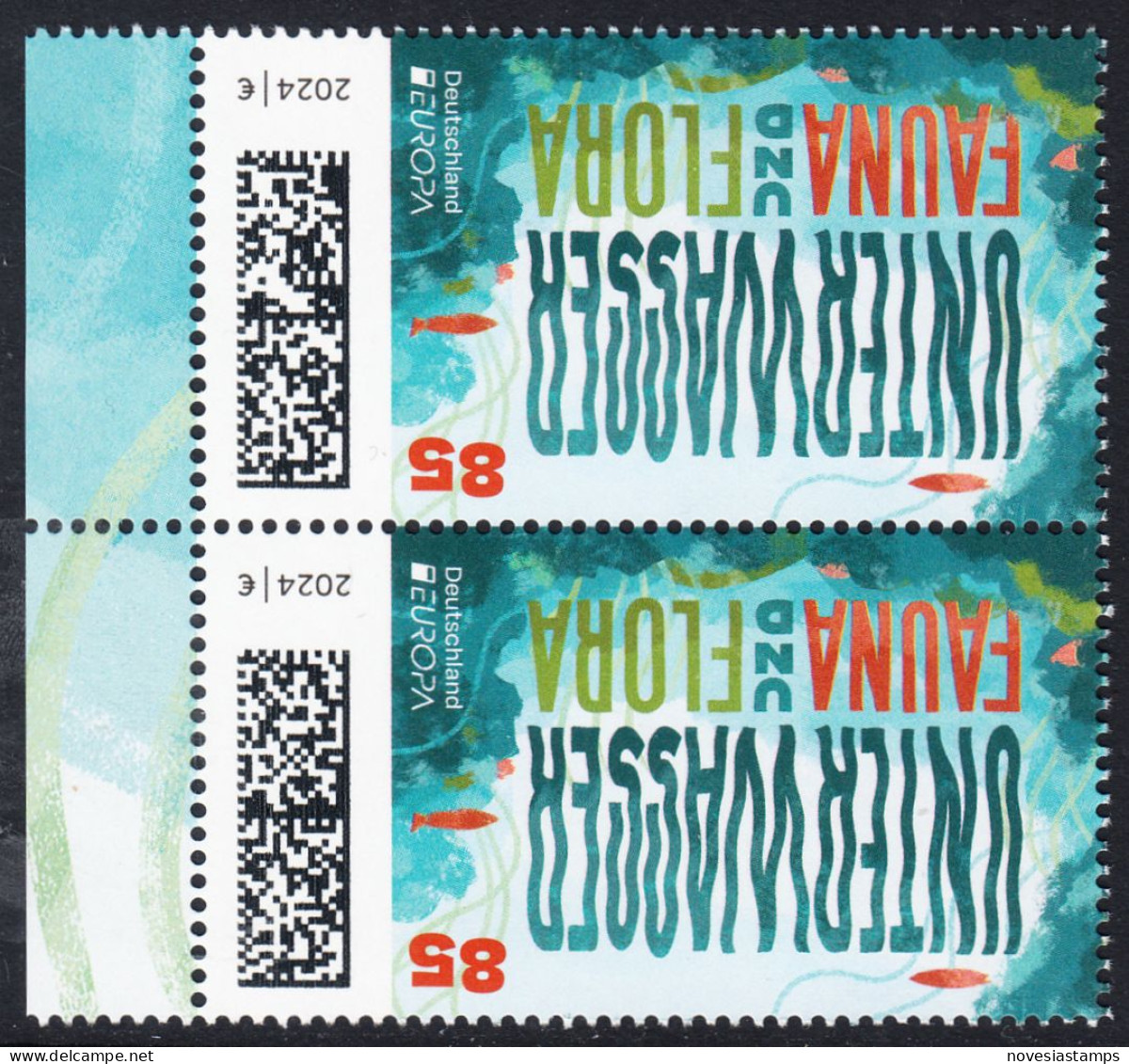 !a! GERMANY 2024 Mi. 3828 MNH Vert.PAIR W/ Left Margins (a) - Europe: Underwater Fauna & Flora - Ungebraucht