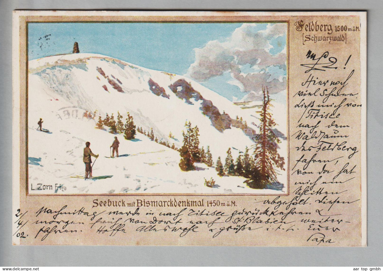 DE Bad.Wü. Feldberg Kunstdruck L.Zorn (Seebuck) 1902-04-03 - Feldberg