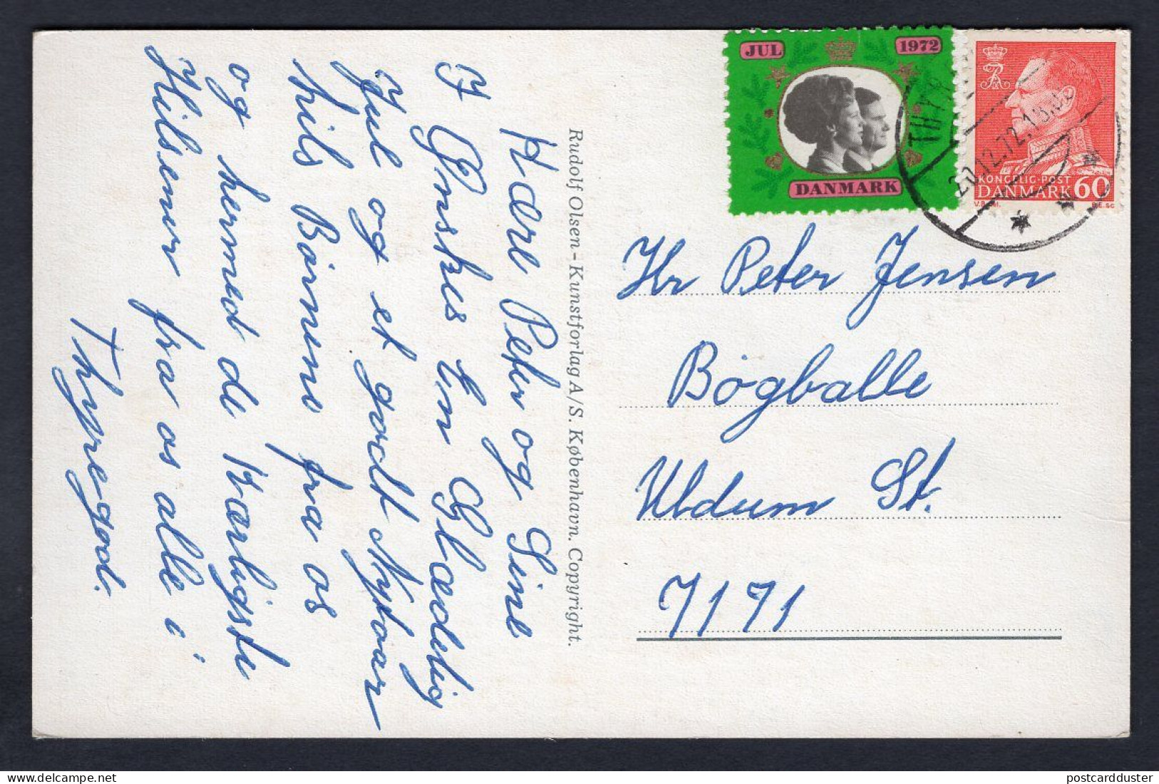 DENMARK 1972 Christmas Royals Cinderella On Santa Claus Postcard (p2132) - Brieven En Documenten