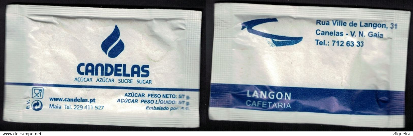 Portugal Sachet Sucre Sugar Bag Candelas Langon Cafetaria Canelas Vila Nova De Gaia - Sucres