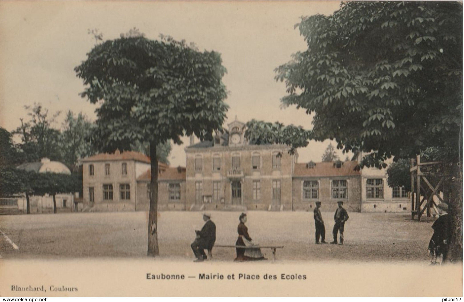 95 - EAUBONNE - Mairie Et Place Des Ecoles (carte Brillante) - Ermont-Eaubonne