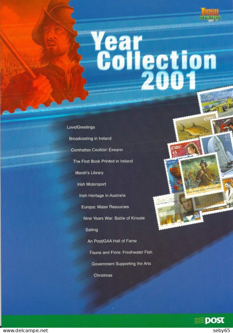 Ireland / Eire / Irish - 2001 Year Collection, Complete Full Year Set With Folder, Annata Completa Irlanda - MNH - Annate Complete