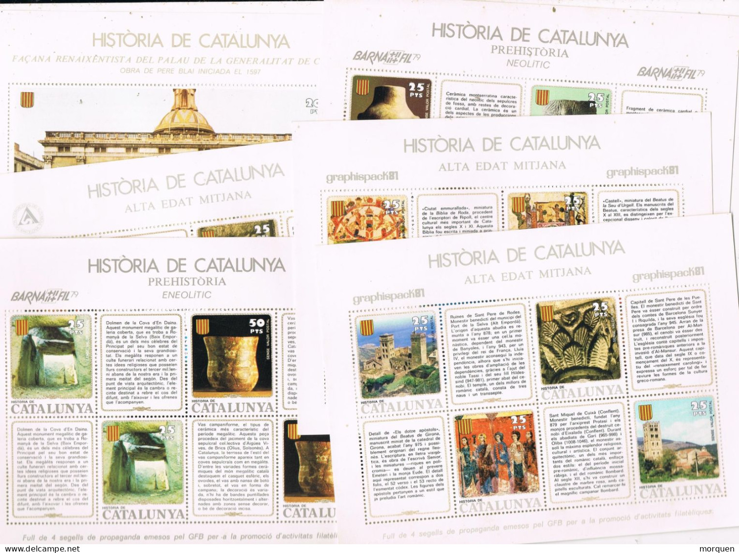 55068. Lote 25 Hojitas Diferentes HISTORIA CATALUNYA 1978-1981, Label, Cinderellas. OCASION ** - Variétés & Curiosités