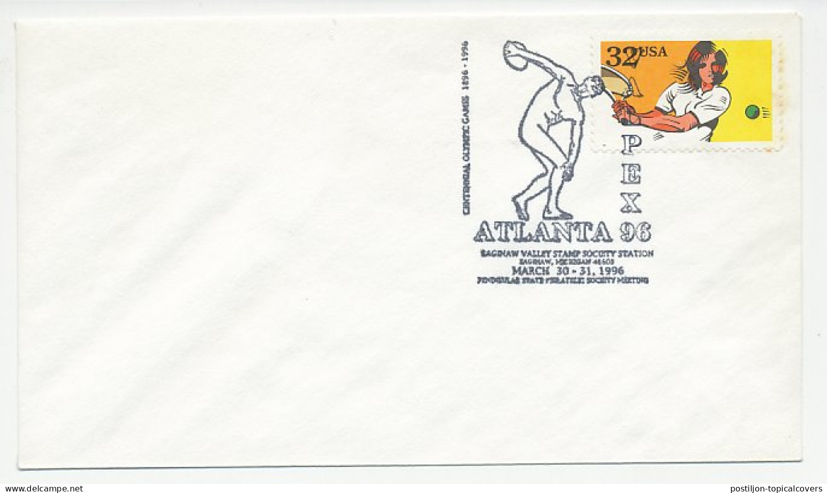 Cover / Postmark USA 1996 Centennial Olympic Games Atlanta 1996 - Discus Thrower - Andere & Zonder Classificatie