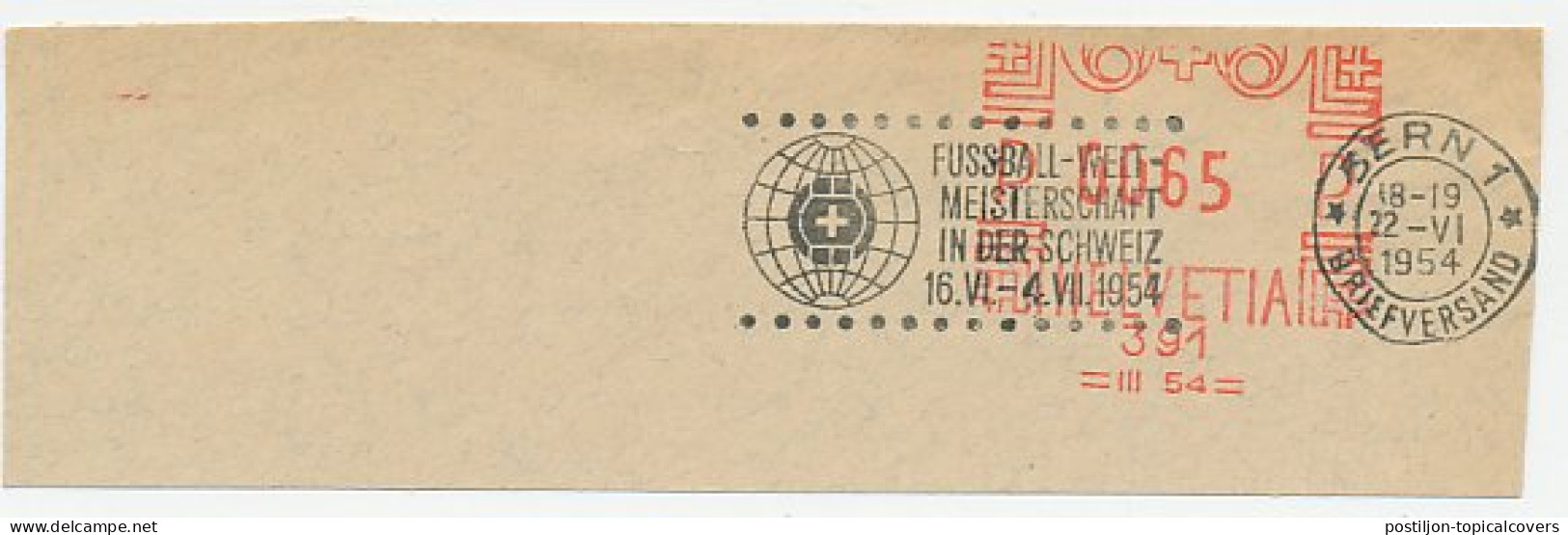 Postmark Cut Switzerland 1954 World Cup Football - Switzerland 1954 - Sonstige & Ohne Zuordnung