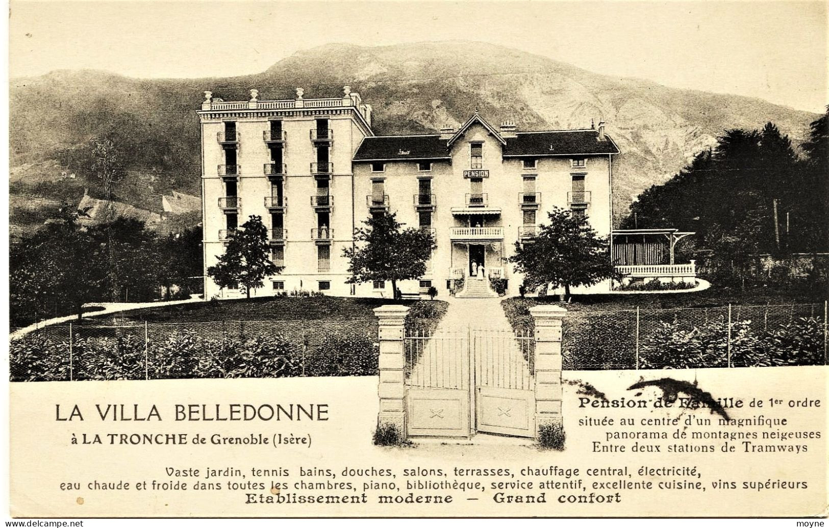 2328   -  LA TRONCHE -: LA VILLA BELLEDONNE , Pension De Famille De 1er Ordre ( T .RARE) Circulée - La Tronche