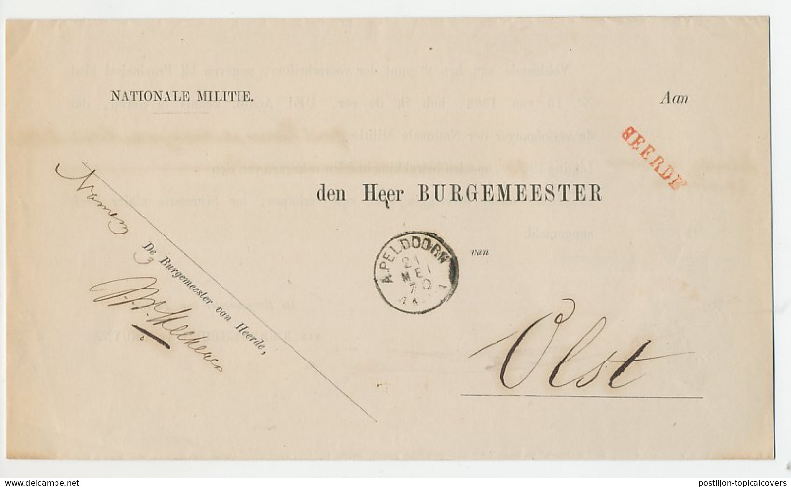 Naamstempel Heerde 1870 - Briefe U. Dokumente