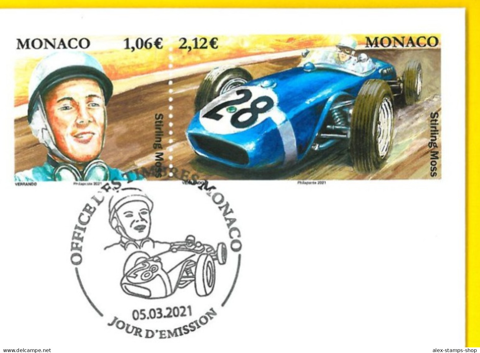 MONACO 2021 Legendary F1 Drivers STIRLING MOSS FDC - First Day Cover - FDC