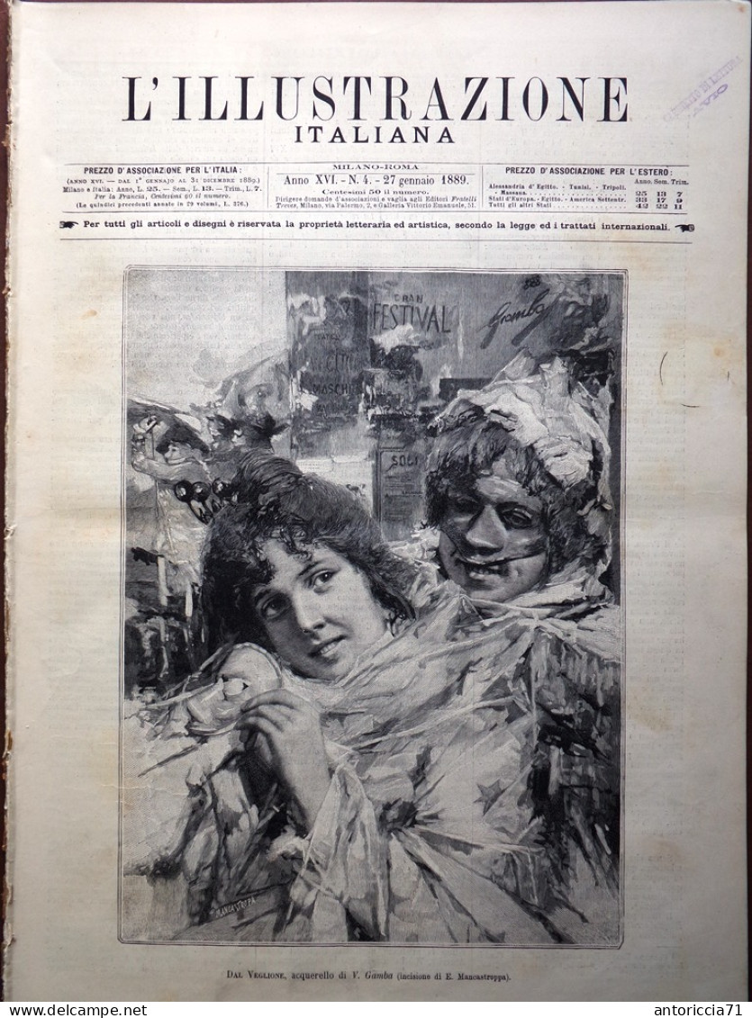 L'Illustrazione Italiana 27 Gennaio 1889 Atchinoff Gavazzi Dufferin Mecca Suez - Vor 1900