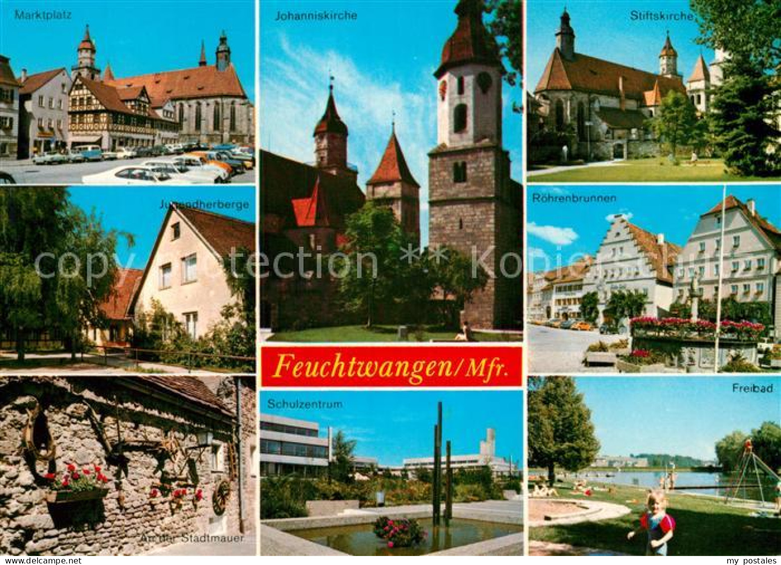 72935721 Feuchtwangen Marktplatz Jugendherberge Stadtmauer Kirche Brunnen Freiba - Feuchtwangen