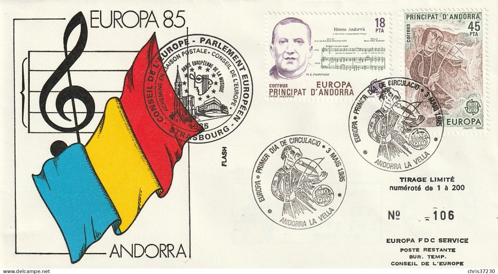 BCT - FDC Timbre EUROPA 1985 D'ANDORRE - FDC