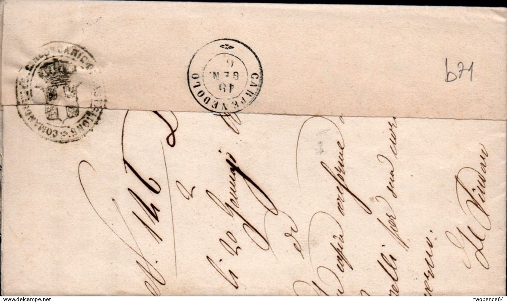 B71 - LETTERA DA CASTIGLIONE DELLE STIVIERE A CARPENEDOLO 1865 - 1. ...-1850 Prephilately