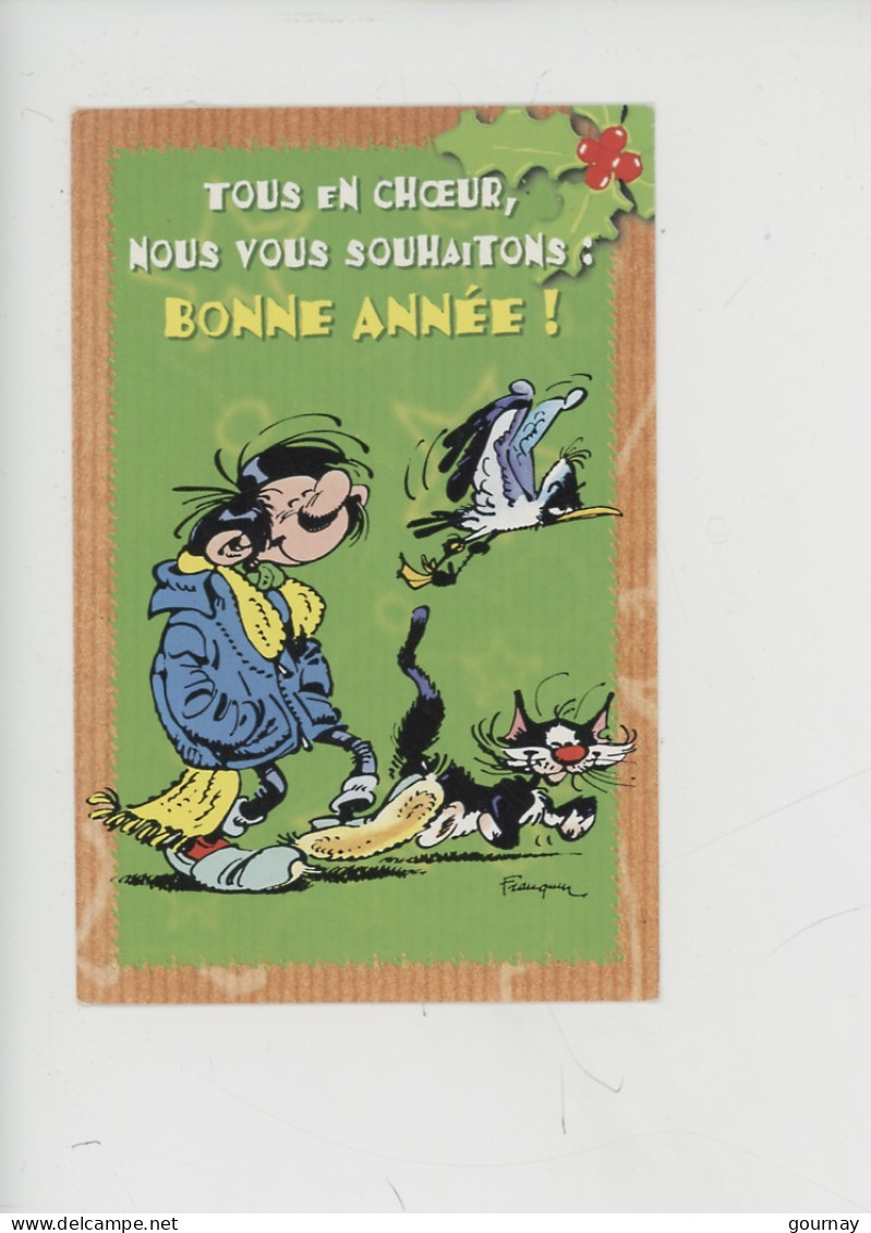 Gaston Lagaffe, Chat Mouette - Franquin 1999 Cp Vierge éd Dalix "Bonne Année  - Tous En Choeur" - Stripverhalen