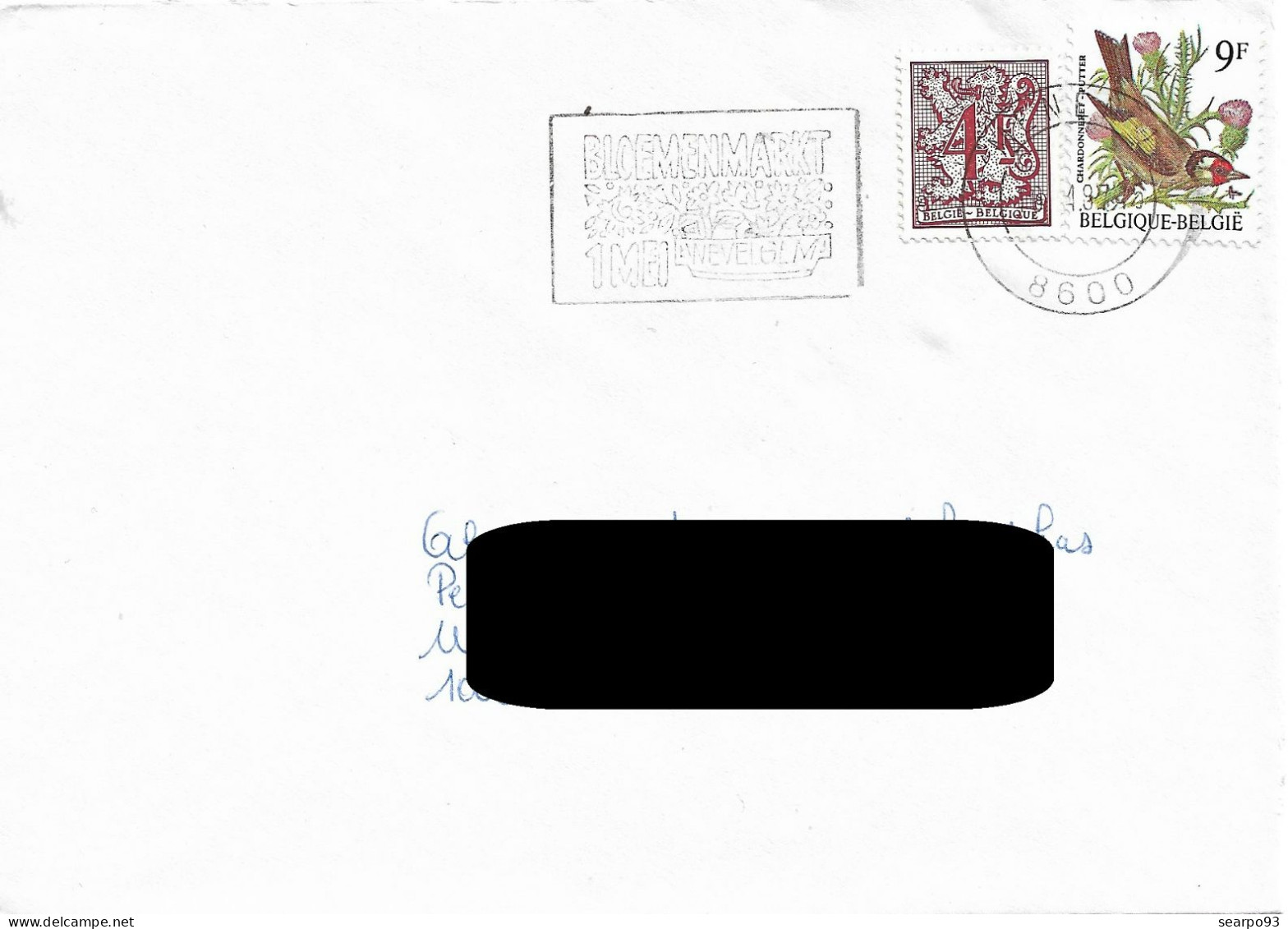 BELGIUM. POSTMARK. FLOWER MARKET. MENEN. 1987 - Autres & Non Classés