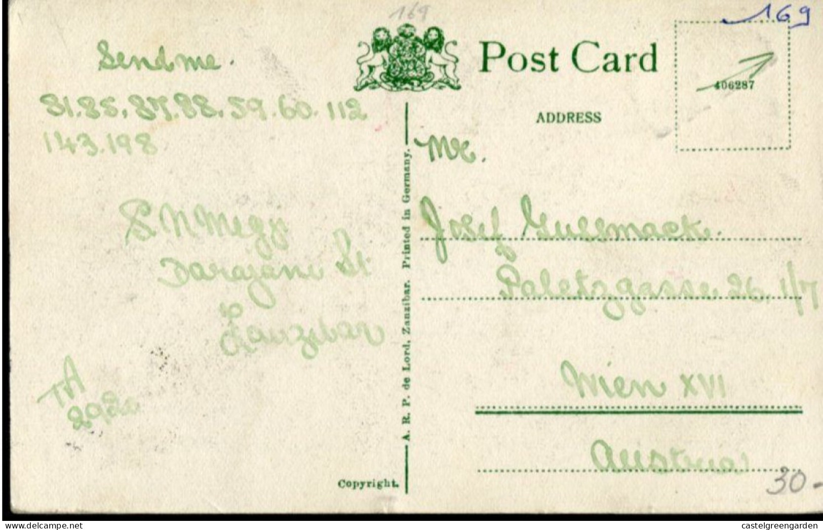X0527 Zanzibar,maximum Of The Sultan H.H. KCMG, Circuled Card - Zanzibar (...-1963)