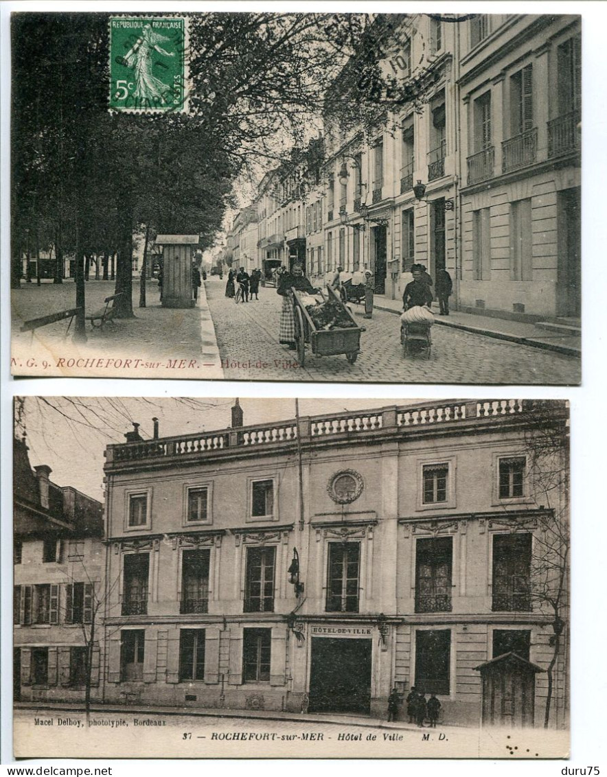 LOT 2 CPA * ROCHEFORT Sur MER Hôtel De Ville ( Rue Animée Brouettes ) Editeurs NG & Delboy - Rochefort