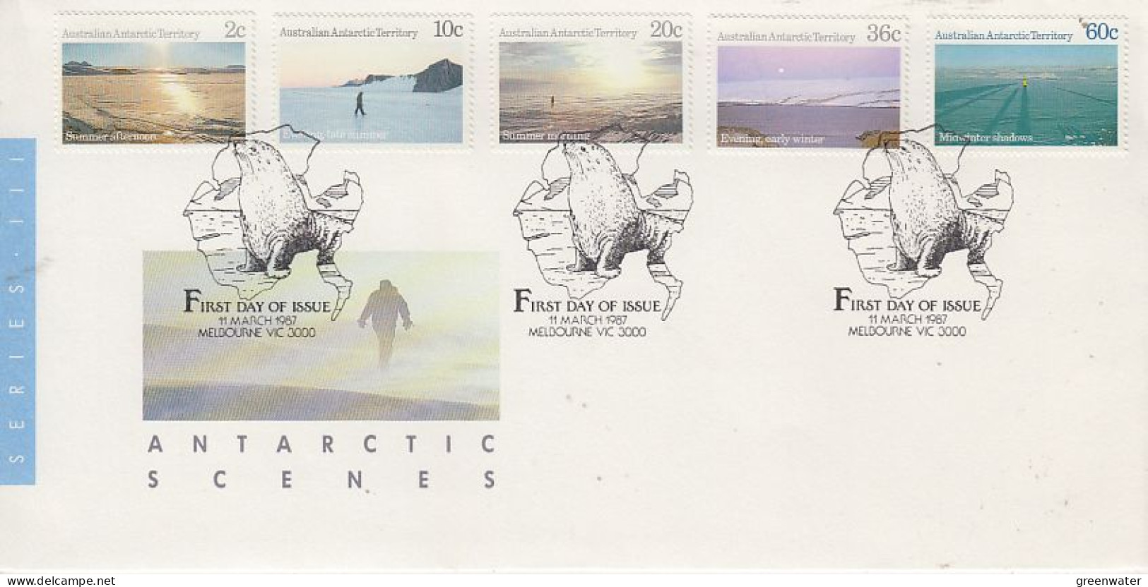 AAT Antarctic Scenes 5 V FDC Melbourne (OO178) - FDC