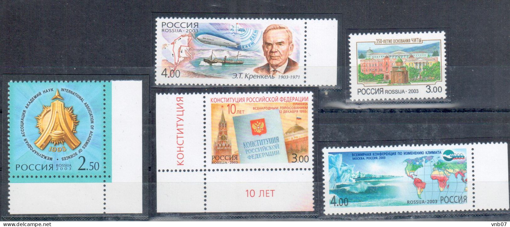 Russia 2003. Sc#6786-6788, 6798-6799, 5 Stamps. MNH - Ungebraucht