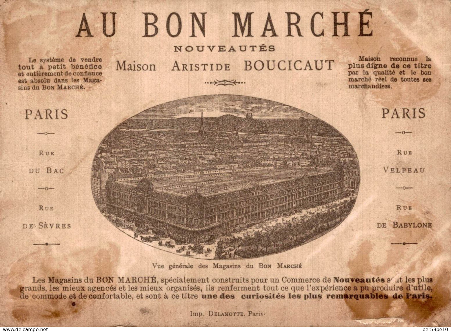 CHROMO AU BON MARCHE MAISON A. BOUCICAUT PARIS INSECTES HABILLES HUMANISES LA CIGALE LA FOURMI ET LE HANNETON - Au Bon Marché