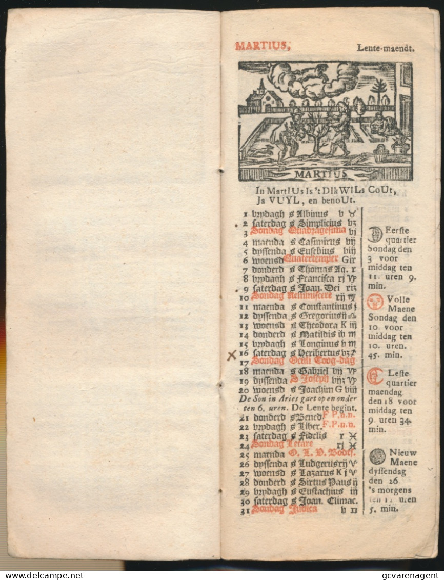 1743 ALMANACH VOOR HET JAER ONS HEERE JESU CHRISTI -M.D.CC.XLIII  ZIE BESCHRIJF & AFBEELDINGEN - Antique