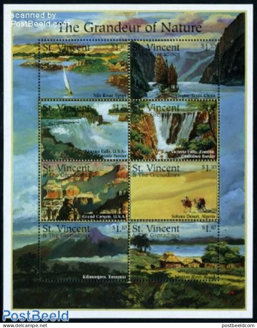 Saint Vincent 1995 Nature Scenes 8v M/s, Mint NH, Nature - Sport - Water, Dams & Falls - Mountains & Mountain Climbing - Bergsteigen