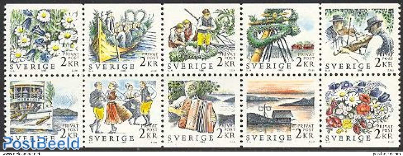 Sweden 1988 Midsummer Festival 10v [++++], Mint NH, Transport - Various - Ships And Boats - Costumes - Folklore - Ongebruikt