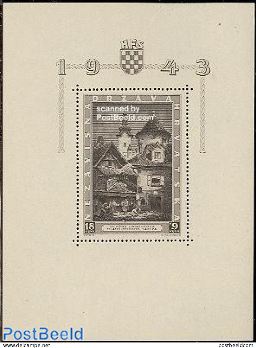 Croatia 1943 Zagreb Philatelic Exposition S/s, Unused (hinged), Religion - Churches, Temples, Mosques, Synagogues - Cl.. - Churches & Cathedrals