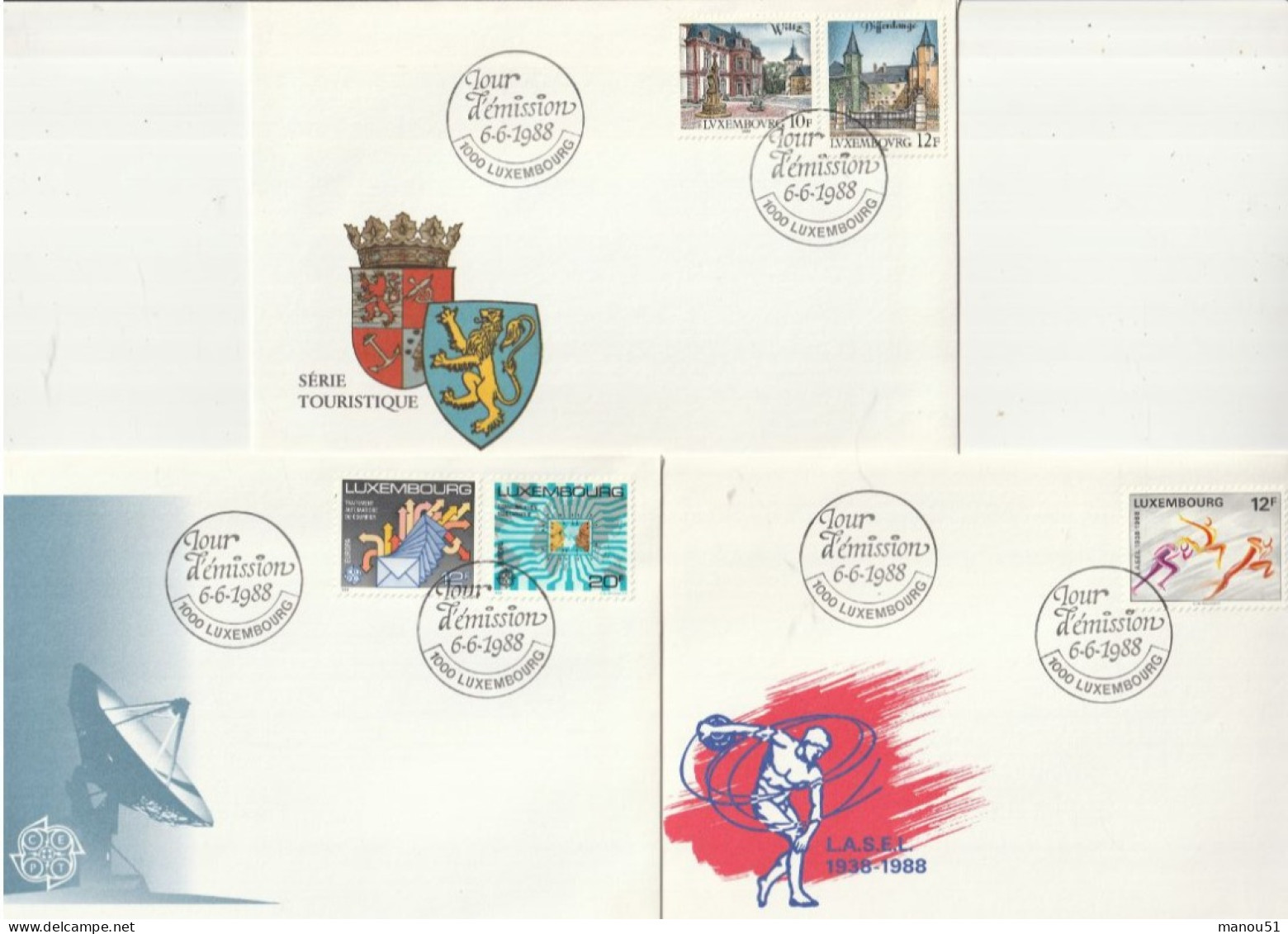 LUXEMBOURG - Emission Du 6 Juin 1988 - 3 Enveloppes 1er Jour +  5 Timbres Neufs - Unused Stamps