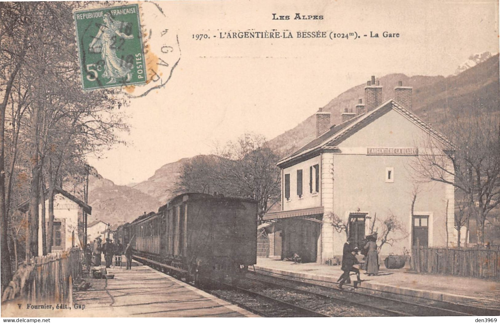 L'ARGENTIERE-la-BESSEE (Hautes-Alpes) - La Gare Avec Train - Voyagé 1916 (2 Scans) - L'Argentiere La Besse