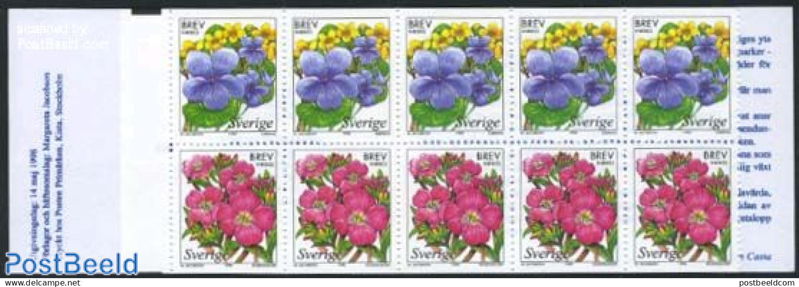 Sweden 1998 Flowers Booklet, Mint NH, Nature - Flowers & Plants - Stamp Booklets - Unused Stamps