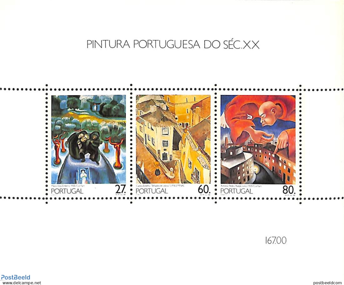 Portugal 1988 Paintings S/s, Mint NH, Art - Modern Art (1850-present) - Neufs