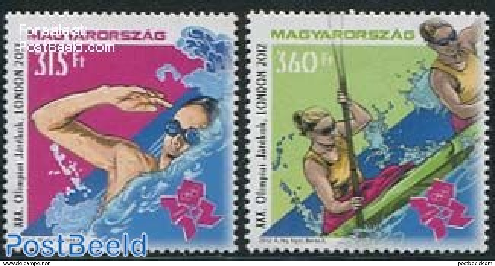 Hungary 2012 Olympic Games London 2v, Mint NH, Sport - Olympic Games - Swimming - Nuovi