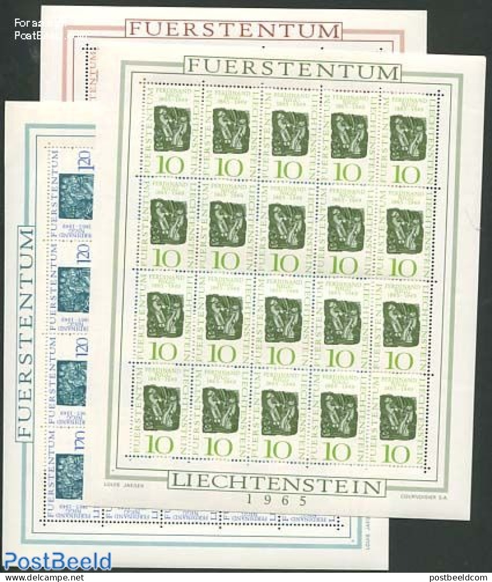 Liechtenstein 1965 Ferdinand Nigg 3 M/ss, Mint NH, Art - Paintings - Unused Stamps