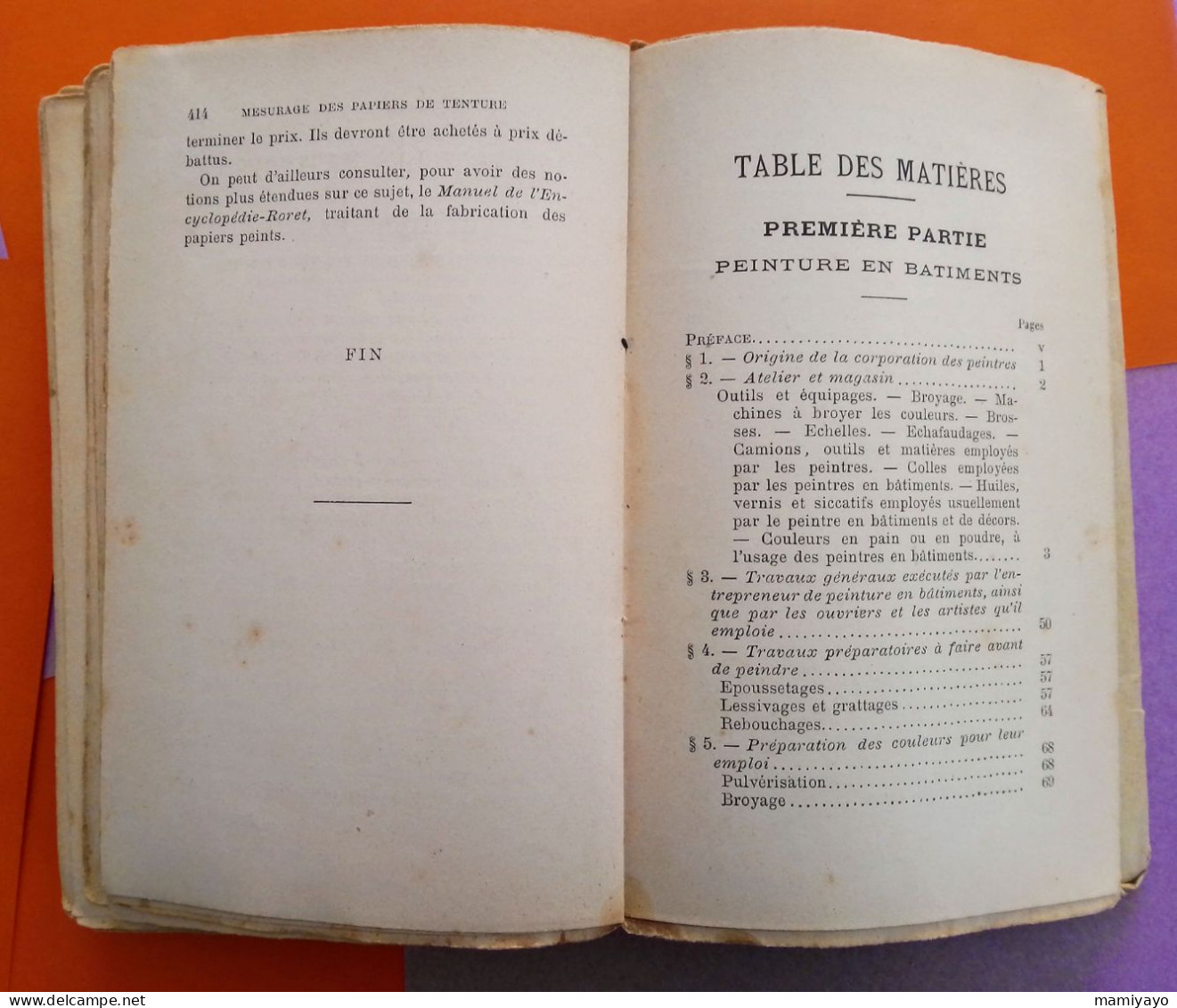 Nouveau manuel complet du PEINTRE EN BATIMENTS Vernisseur, vitrier et colleur de papiers de tenture / Roret 1896.