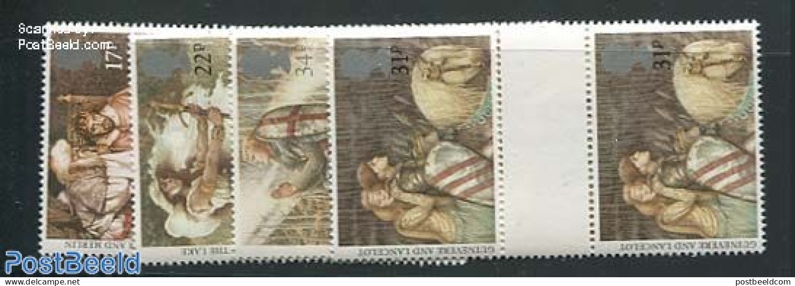 Great Britain 1985 King Arthur 4v, Gutterpairs, Mint NH, Nature - Horses - Art - Fairytales - Unused Stamps