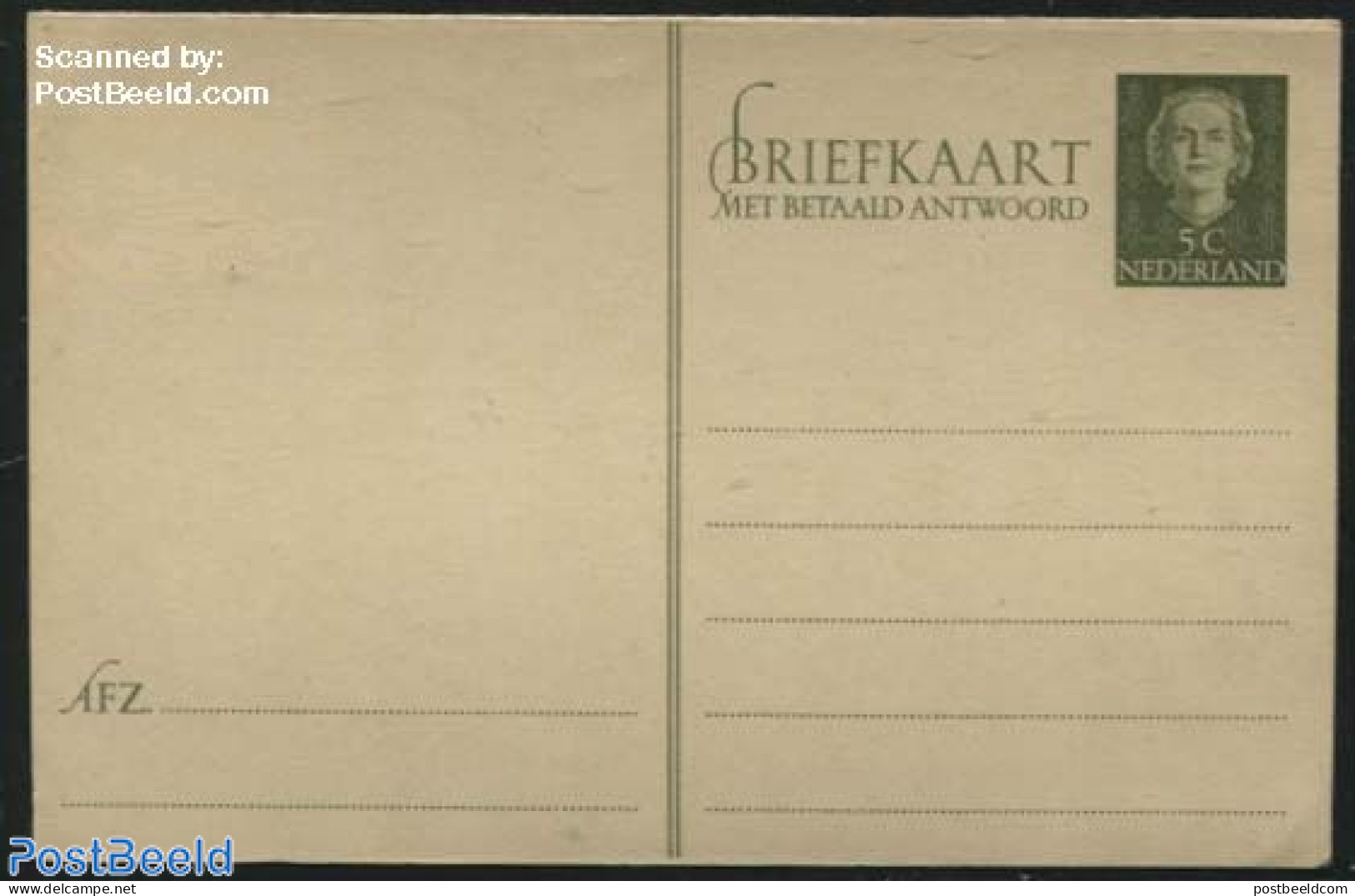 Netherlands 1950 Reply Paid Postcard 5+5c, Unused Postal Stationary - Lettres & Documents