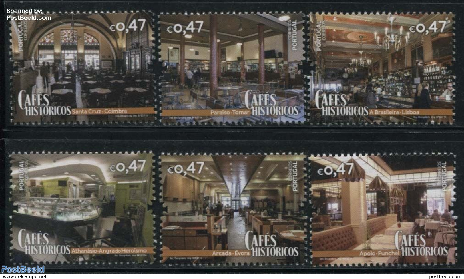 Portugal 2016 Historical Cafes 6v, Mint NH, Art - Architecture - Ungebraucht