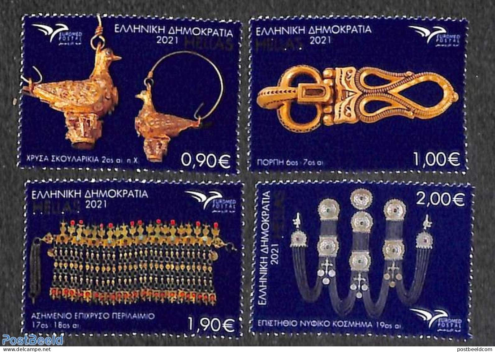 Greece 2021 Euromed, Jewelry 4v, Mint NH, Art - Art & Antique Objects - Ungebraucht