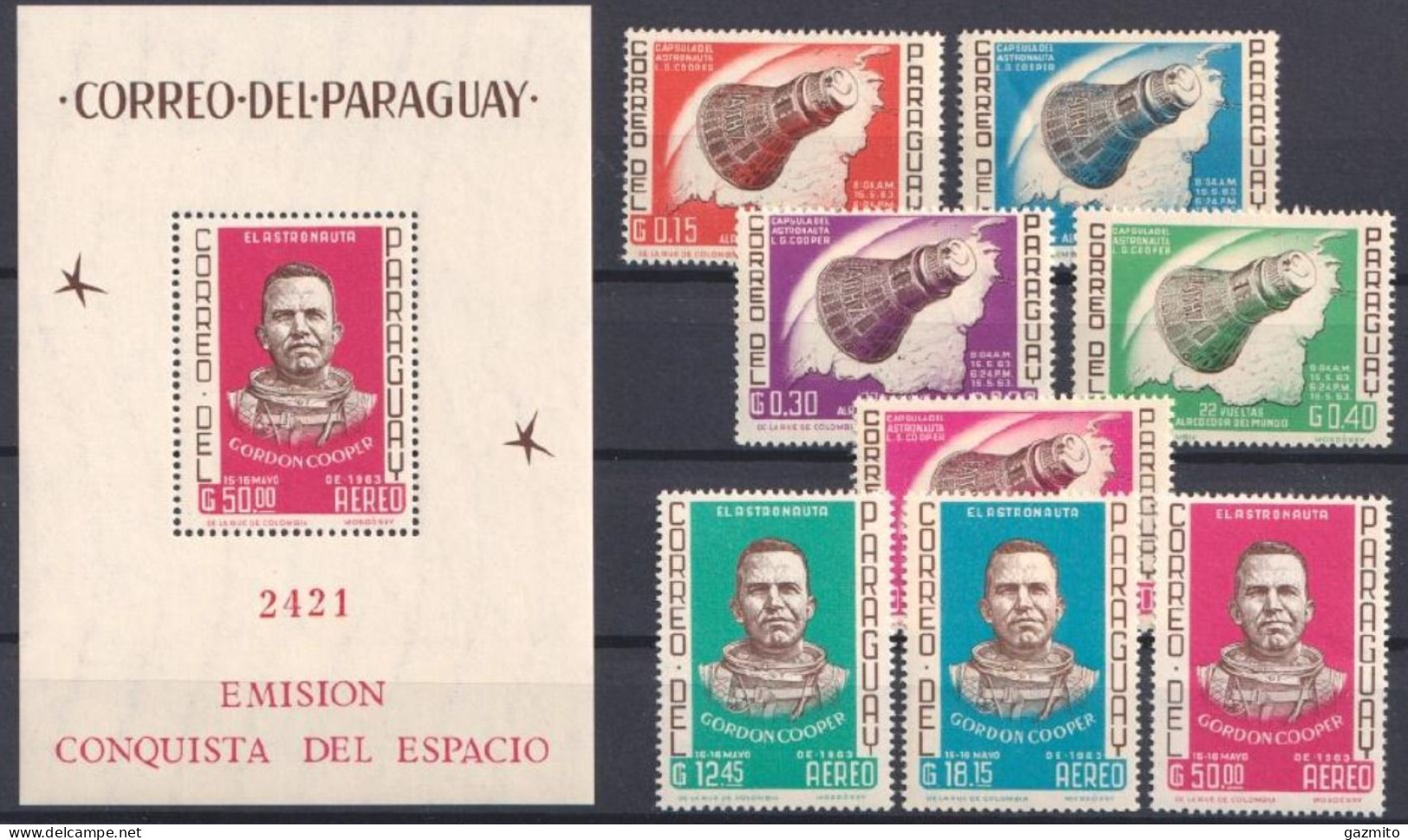 Paraguay 1963, Space Explorers, 8val +BF - América Del Sur