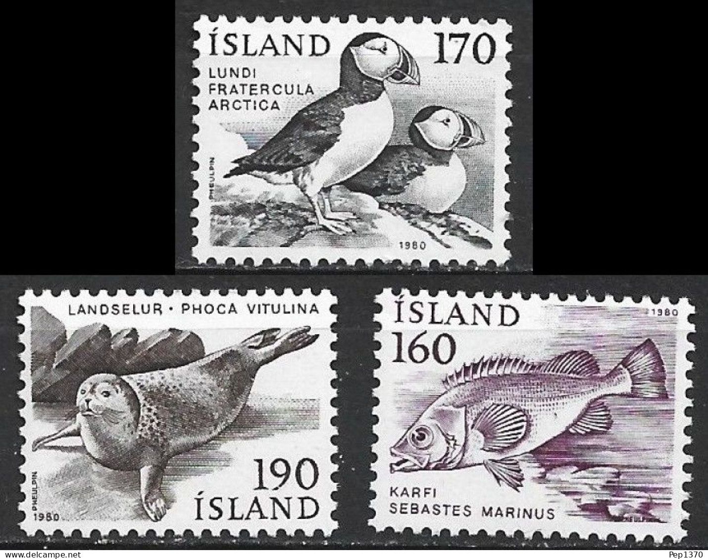 ISLANDIA 1980 - ICELAND - FAUNA - PECES - AVES - FOCAS - YVERT 511/513** - Autres & Non Classés