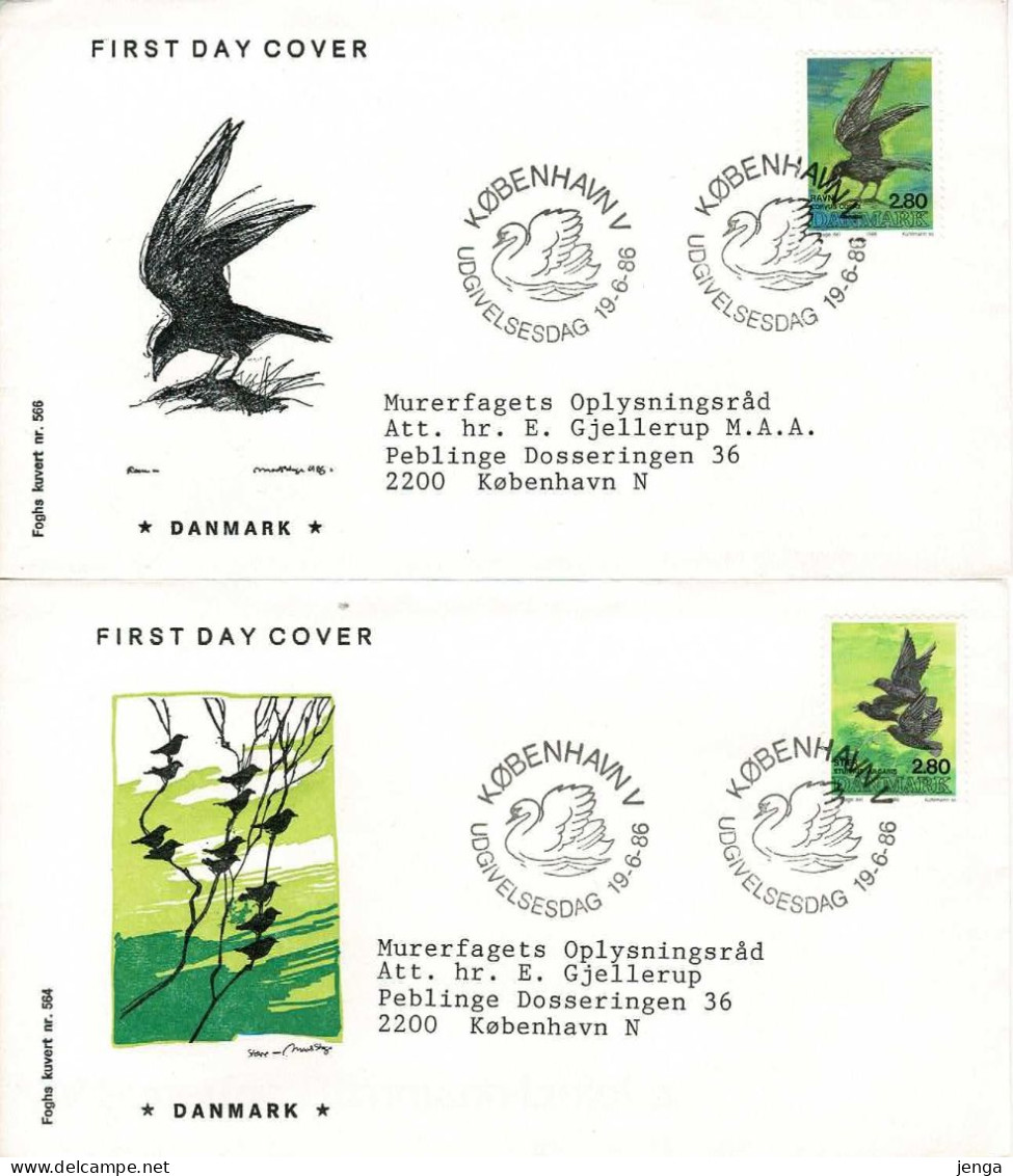 Denmark; 1986;  Birds.  Complete Set Of 5 On FDC (Foghs Covers). - Other & Unclassified
