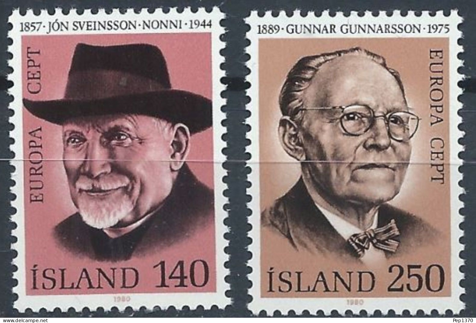 ISLANDIA 1980 - ICELAND - EUROPA CEPT - PERSONAJES - YVERT 505/506** - 1980